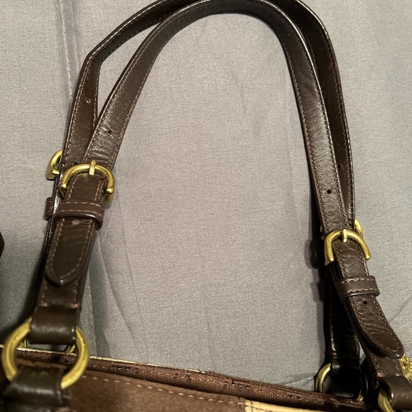 Coach purse brown and gold mixed materials in great condition! - Picture 3 of 16